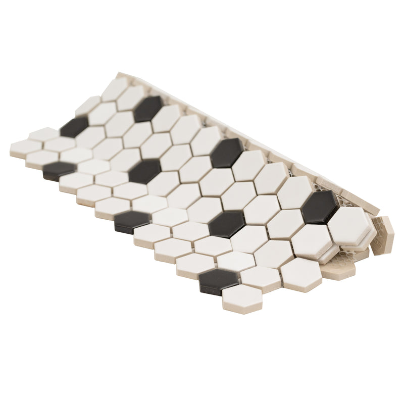 Adelaide white 10.16 in x 11.73 in hexagon matte SMOT-PT-ADELHEX-1HEXM porcelain wall and floor mosaic tile product shot tile view