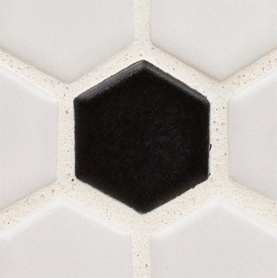 Adelaide white 10.16 in x 11.73 in hexagon matte SMOT-PT-ADELHEX-1HEXM porcelain wall and floor mosaic tile product shot closeup view