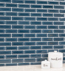 Bay blue beveled 12 in x 12 in ceramic mesh mounted SMOT-PT-BAYBLU-2X6B mosaic tile room shot bathroom view 3