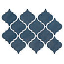 Bay blue  arabesque 10.83 in x 15.50 in ceramic SMOT-PT-BAYBLU-ARABESQ mesh mounted mosaic tile product shot profile view