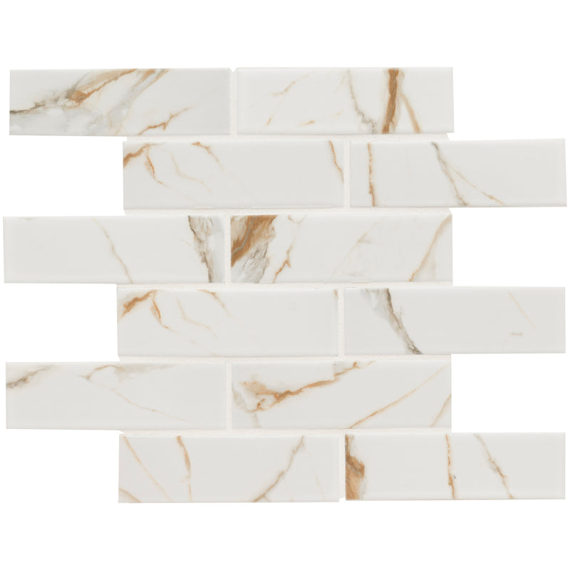 Calcatta Gold Subway 11.46"x11.69" Matte Porcelain Floor and Wall Tile product shot profile view
