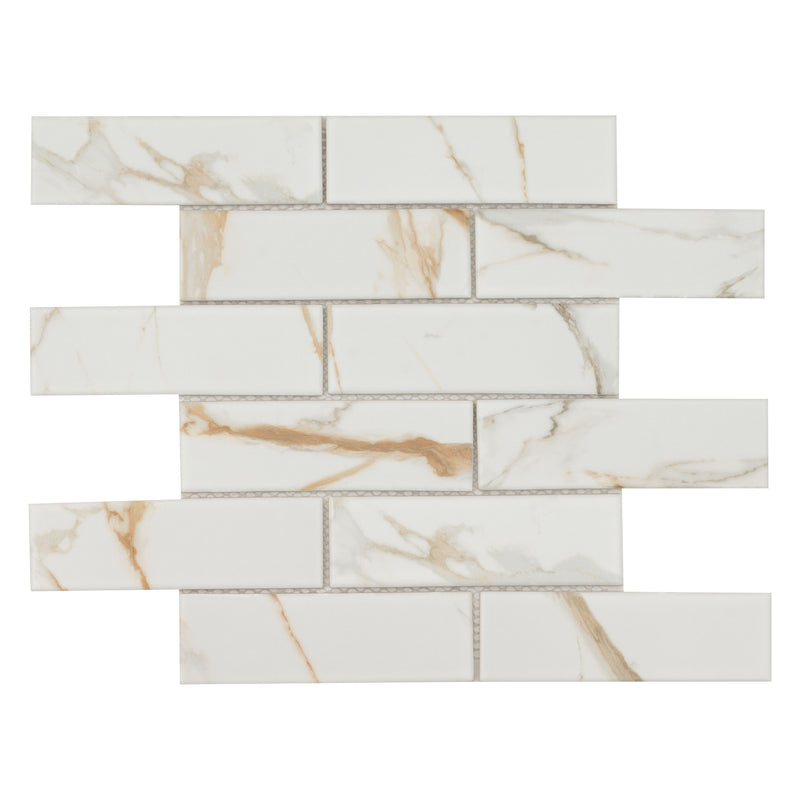 Calcatta Gold Subway 11.46"x11.69" Matte Porcelain Floor and Wall Tile product shot profile view 2