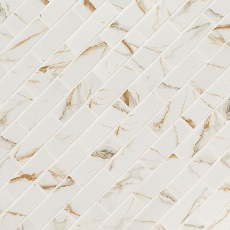 Calcatta Gold Subway 11.46"x11.69" Matte Porcelain Floor and Wall Tile product shot angle view