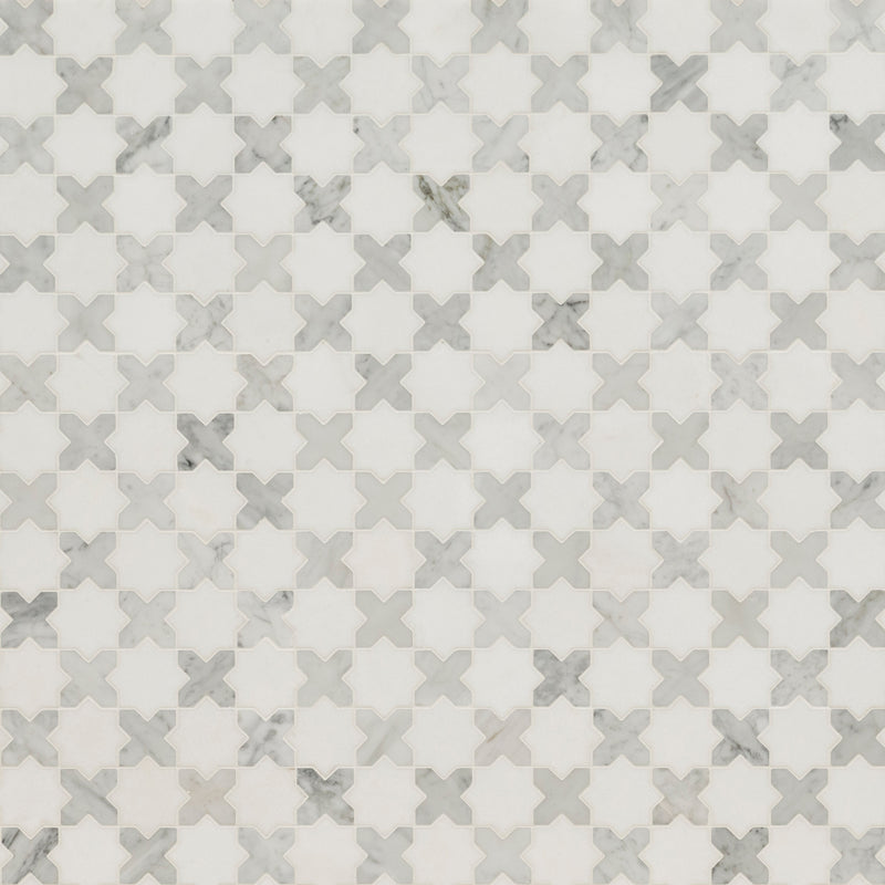 Vera Anne 11.81" x11.81" Polished Marble Mosaic Tile product shot wall view
