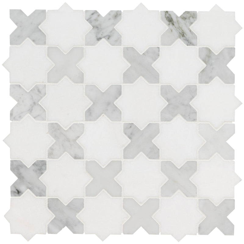 Vera Anne 11.81" x11.81" Polished Marble Mosaic Tile product shot profile view