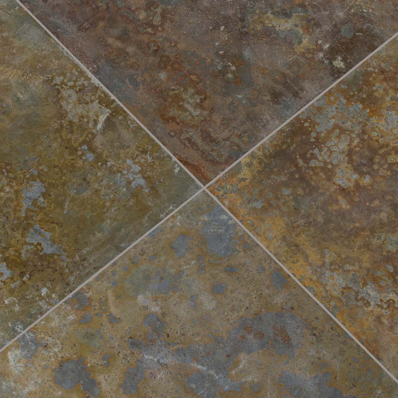 San rio rustic 12 x 12 gauged slate floor and wall tile SSANRIORUS1212G product shot multiple tiles angle view