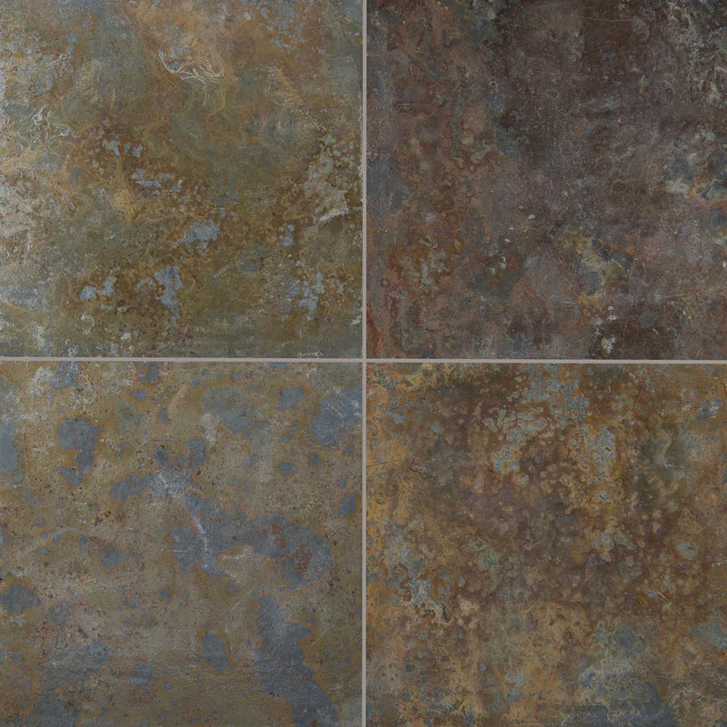 San rio rustic 12 x 12 gauged slate floor and wall tile SSANRIORUS1212G product shot multiple tiles top view