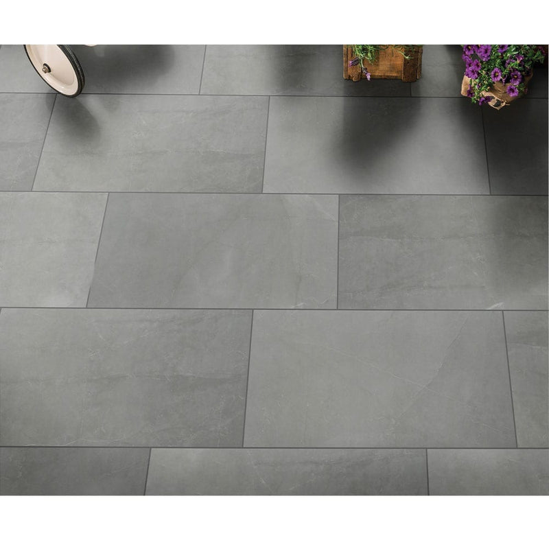 Sande grey 24x48 polished porcelain floor and wall tile NSANGRE2448P product shot outdoor clo view