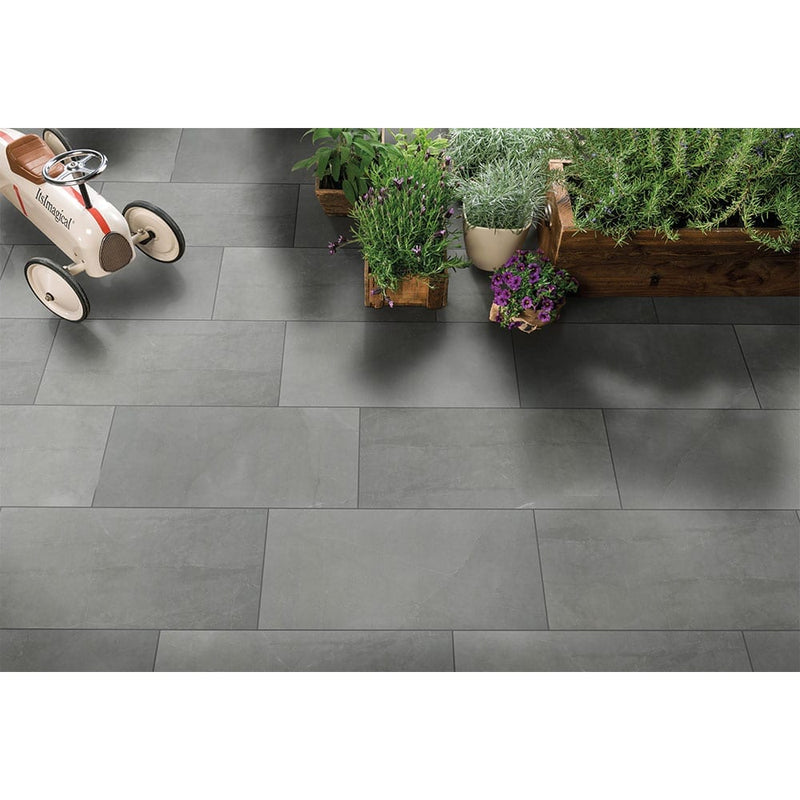 Sande grey 24x48 polished porcelain floor and wall tile NSANGRE2448P product shot outdoor view