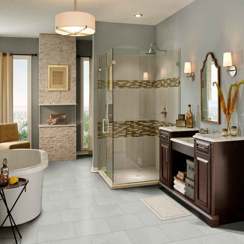 Sande ivory 12x24 matte porcelain floor and wall tile NSANIVO1224 product shot bathroom view