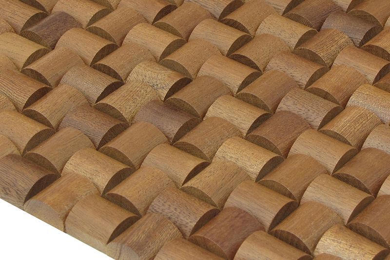 Sapele Straw Mesh-mounted Wood Mosaic Wall Tile 985006 angle view