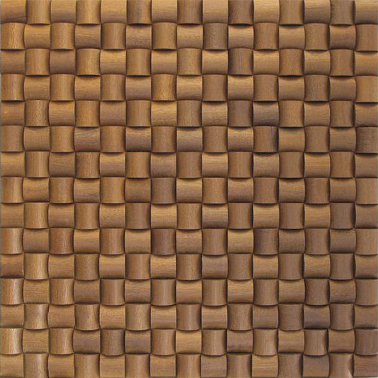 Sapele Straw Mesh-mounted Wood Mosaic Wall Tile 985006 top view