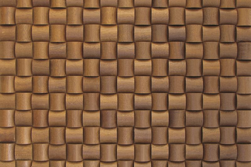 Sapele Straw Mesh-mounted Wood Mosaic Wall Tile 985006 top wide view