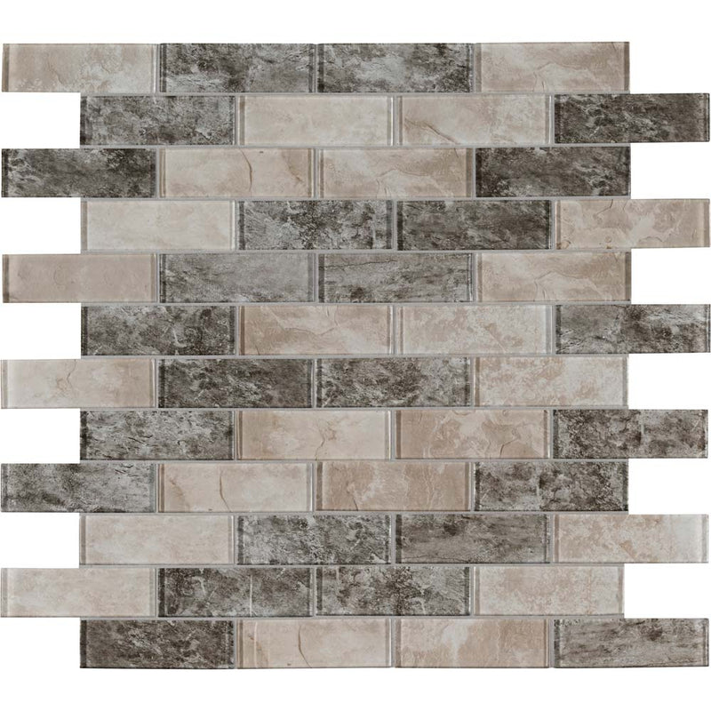 Savoy subway 11.75 x 12 glass mesh mounted mosaic tile 2 x 6 SMOT-GLSST-SAVOY8MM product shot one tile top view