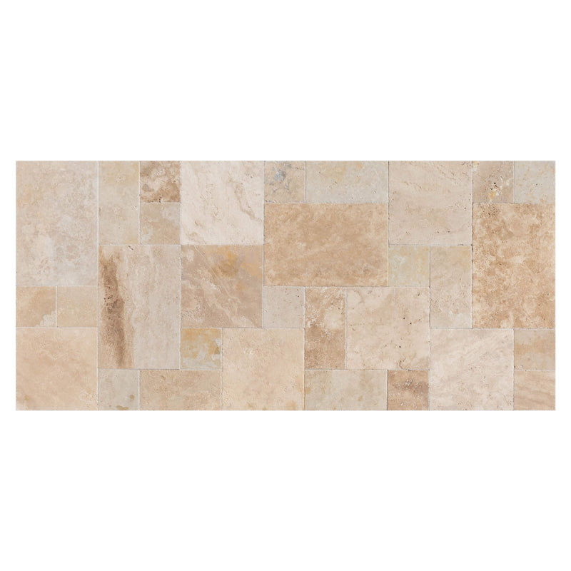 Scott Rustic Antique Pattern Set Travertine Tile SKU 10104421 top view