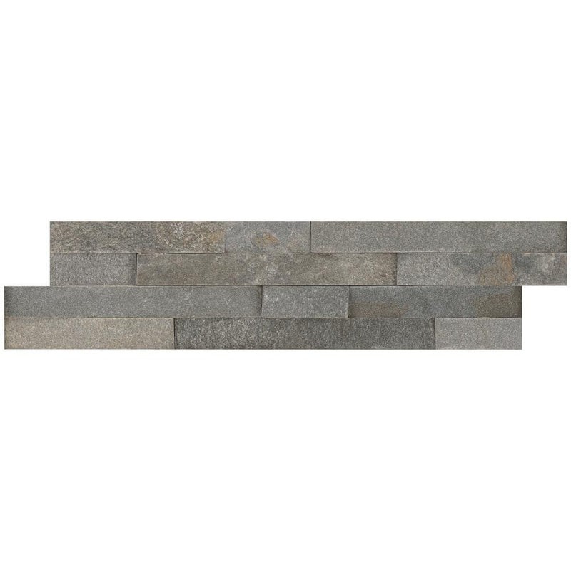 Sedona grey splitface ledger panel 6X24 natural quartzite wall tile LPNLQSEDGRY624 product shot multiple tiles close up view