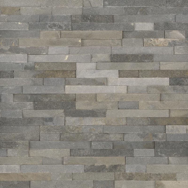 Sedona grey splitface ledger panel 6X24 natural quartzite wall tile LPNLQSEDGRY624 product shot multiple tiles top view
