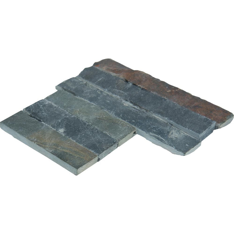 Sedona multi splitface ledger corner 6X6 natural slate wall tile LPNLSSEDMLT66COR product shot profile view