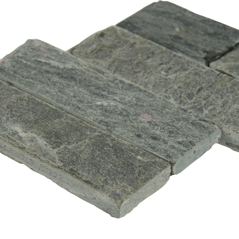 Sedona platinum splitface ledger corner 6X6 natural quartzite wall tile LPNLQSEDPLA66COR product shot profile view