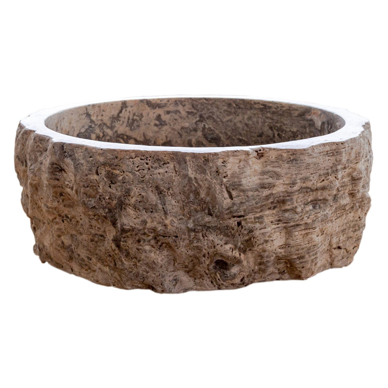 Silver Travertine Rustic Stone Above Vanity Bathroom Sink (D)16" (H)6" product shot side view