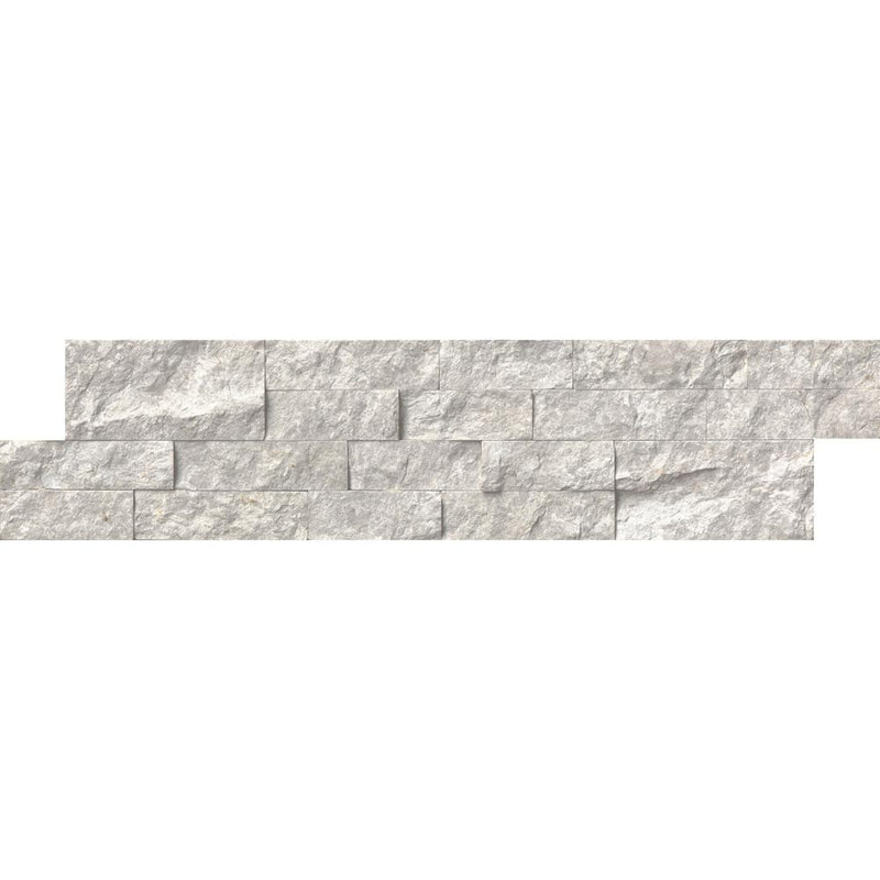 Silver canyon splitface ledger panel 6X24 natural marble wall tile LPNLMSILCAN624 product shot multiple tiles close up view