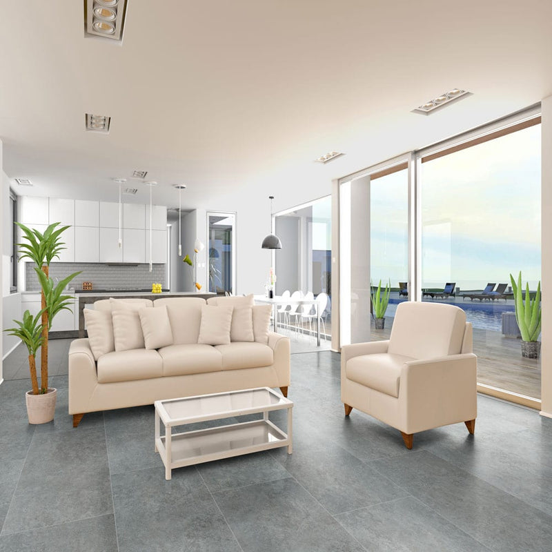 Silver trav 24"x48" glazed porcelain floor and wall tile NSILTRA2448 product shot room view