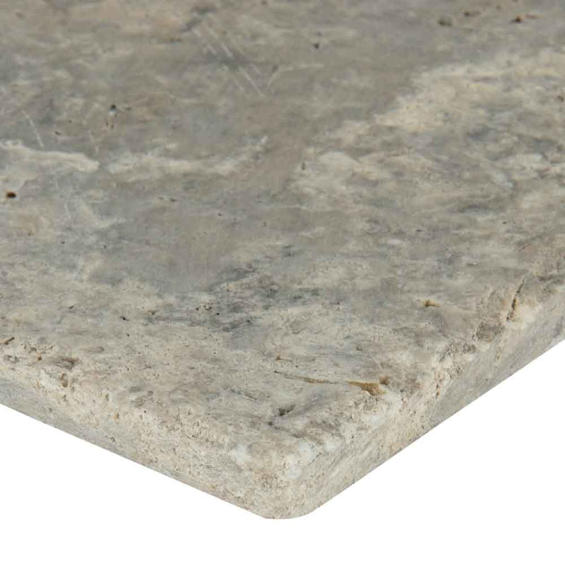 Silver Pattern Honed unfilled chipped brushed Travertine Floor And Wall Tile TTSIL-PAT-HUCB product shot profile view