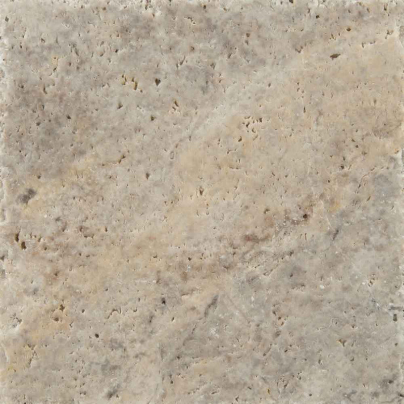 Silver Pattern Honed unfilled chipped brushed Travertine Floor And Wall Tile TTSIL-PAT-HUCB product shot top view 2
