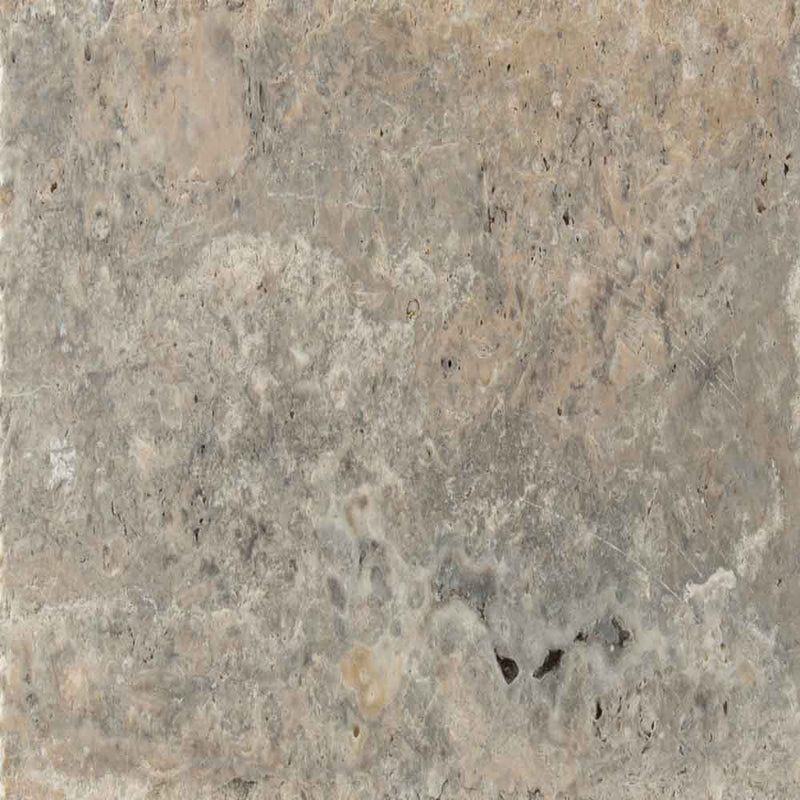 Silver Pattern Honed unfilled chipped brushed Travertine Floor And Wall Tile TTSIL-PAT-HUCB product shot top view