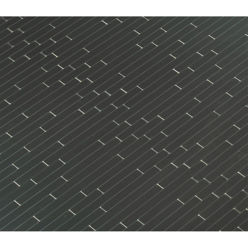 Silverina Interlocking peel and stick 11x12 metal mosaic tile SMOT-PNS-SILVER-5MM product shot single tile top view