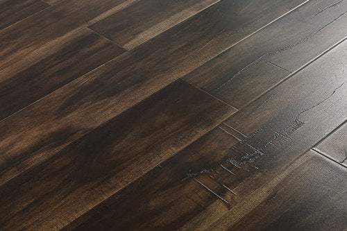 Laminate Hardwood 6.50" Wide, 48" RL, 12mm Thick Textured Smokey Walnut Floors - Mazzia Collection product shot tile view 2
