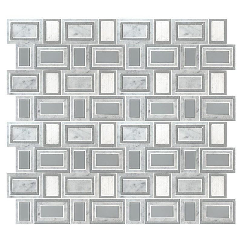 Soho stax 11.25X13 glass stone mesh mounted mosaic tile SMOT-SGLS-SOHSTA8MM product shot multiple tiles top view