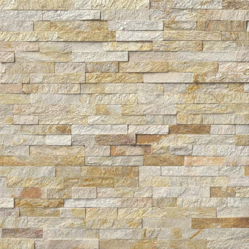 Sparkling autumn ledger panel 6X24 natural quartzite wall tile LPNLQSPAAUT624 product shot multiple tiles top view