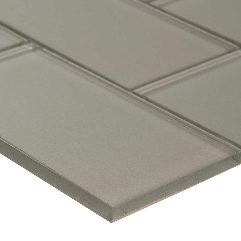 Starlight beige 11.89X12.05 glass mesh mounted mosaic tile SMOT GLS STRLT36 product shot profile view