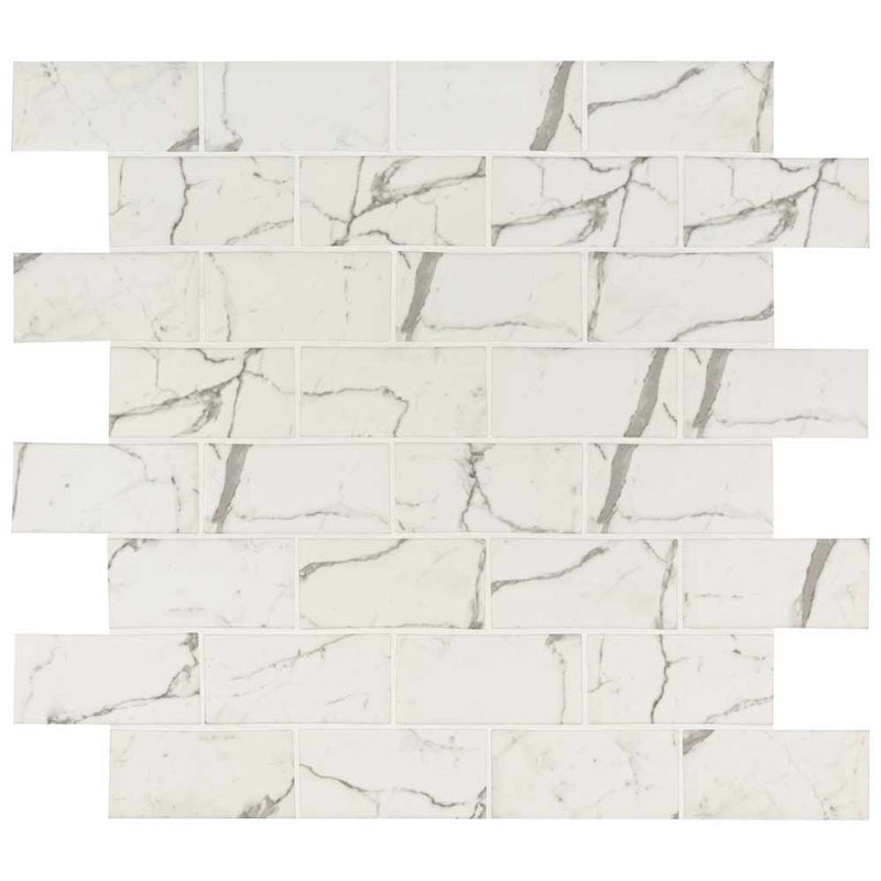 Statuario celano 11.6X11.61 glass mesh mounted mosaic tile SMOT GLS STACEL36 product shot multiple tiles close up view