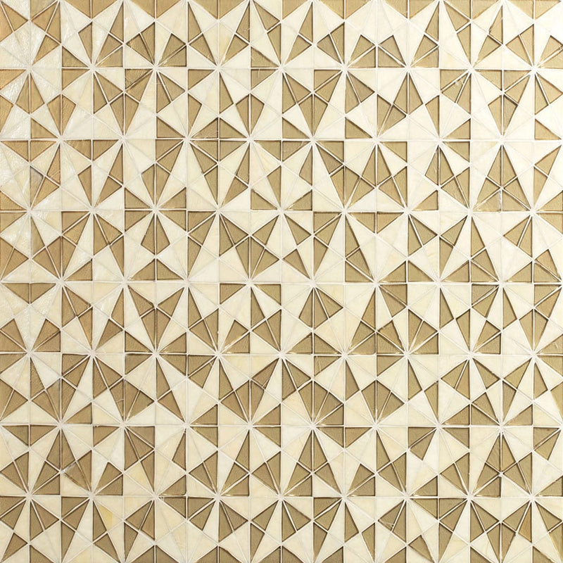 Stella gold 8.5"x14.88" paper face glass mosaic wall tile SMOT-GLSB-STEGLD6MM product shot wall view 3