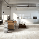 Stoffa cotton rectified 24x24 matte porcelain flore tile  florim us collection room shot living kitchen room view