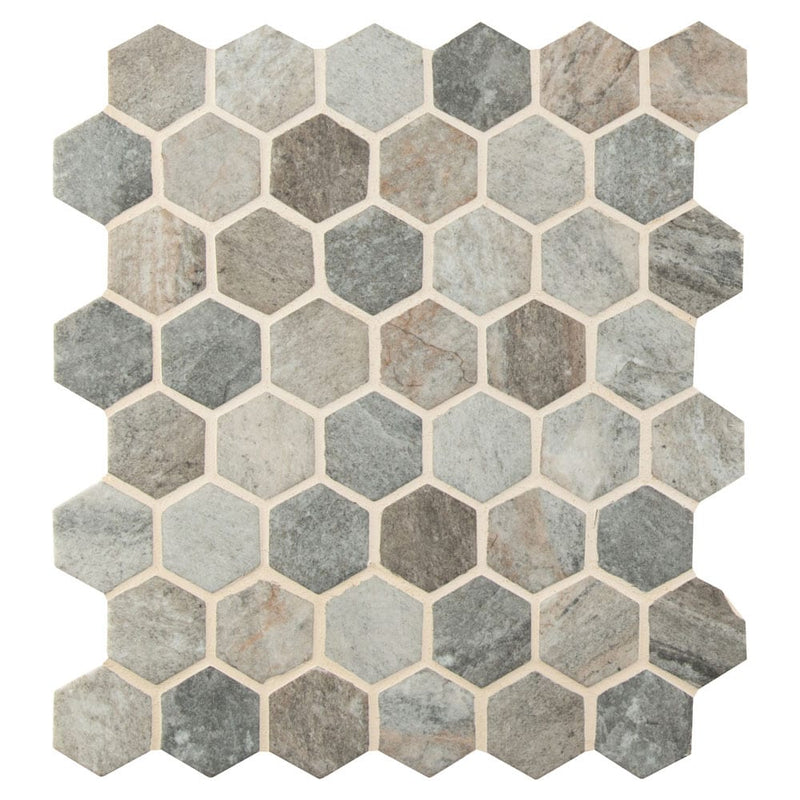 stonella hexagon 11.02 in. x 12.76 in. glass mesh-mounted mosaic tile SMOT-GLS-STNELA6MM product shot multiple tiles top view