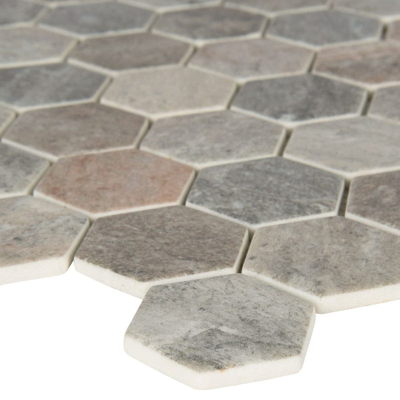stonella hexagon 11.02 in. x 12.76 in. glass mesh-mounted mosaic tile SMOT-GLS-STNELA6MM product shot profile view