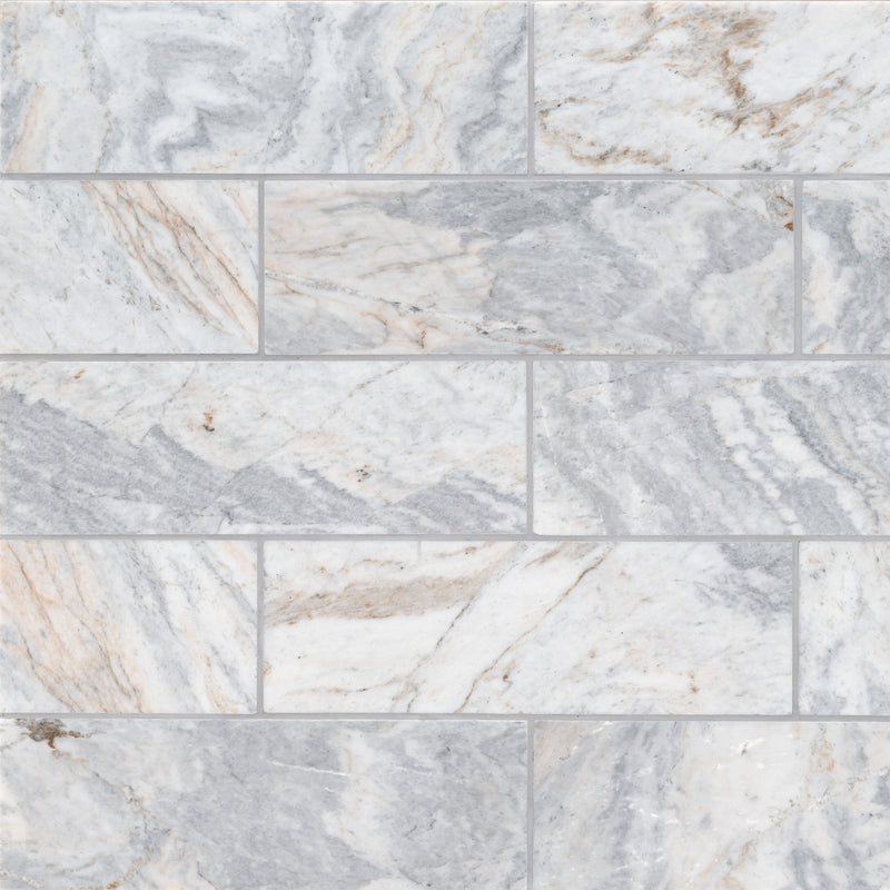 Capri bluegray 4 in x 12 in honed TCAPBLU412H marble floor and wall tile product shot wall view