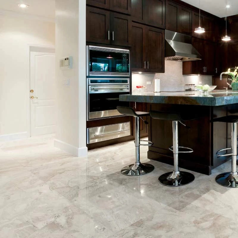 Royal Polished 24"x24" Marble Tile 5/8" Thick product shot kitchen view