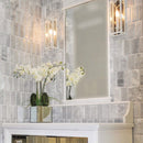 Cararra Honed 2 3/4"x5 1/2" Subway Marble Tile room shot mirror view