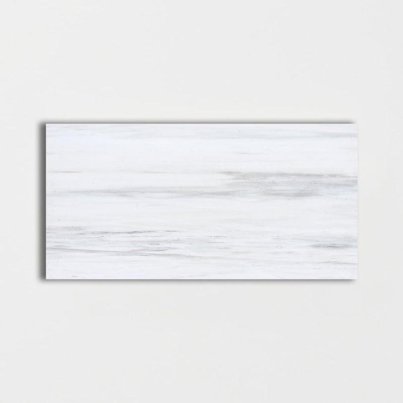 White Dolomiti 6"x12" Classic Honed Marble Tile product shot tile view