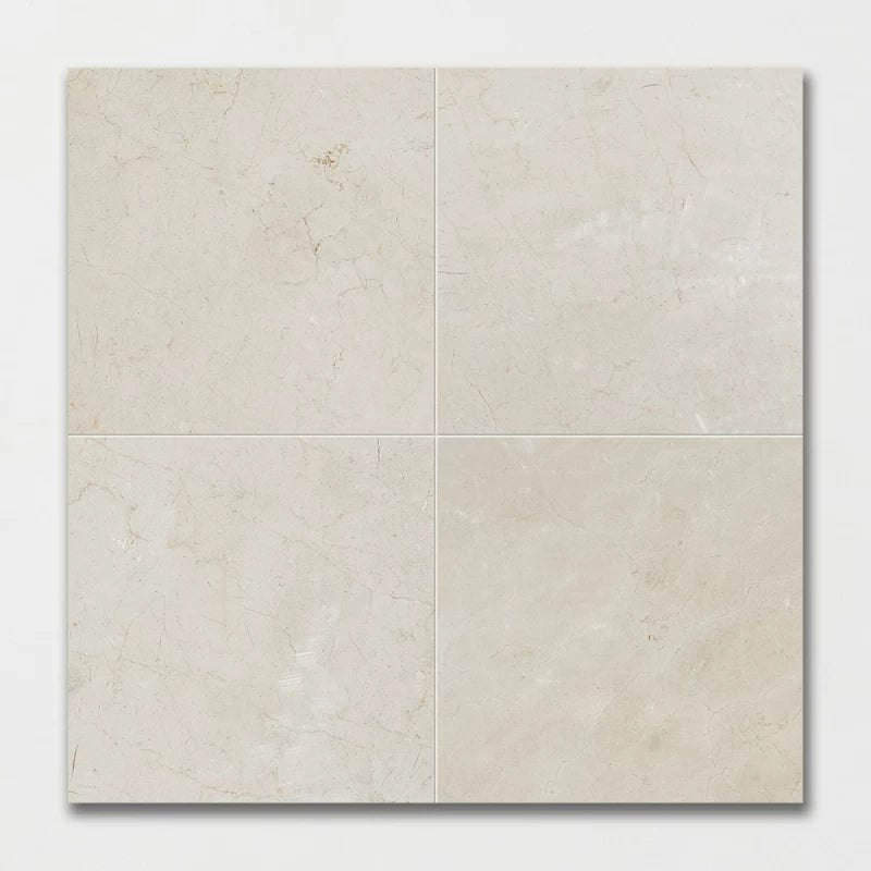 Crema Marfil 18"x18" Polished Marble Tile product shot tile view 2