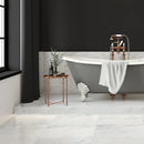 Calacatta Amore 11 1/2"x11 1/2" Polished Penny Round Marble Mosaic Tile product shot bathroom view 2