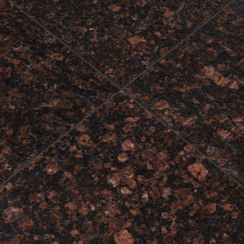 Tan brown 12 in x 12 in polished granite floor and wall tile TTANBRN1212 product shot angle view