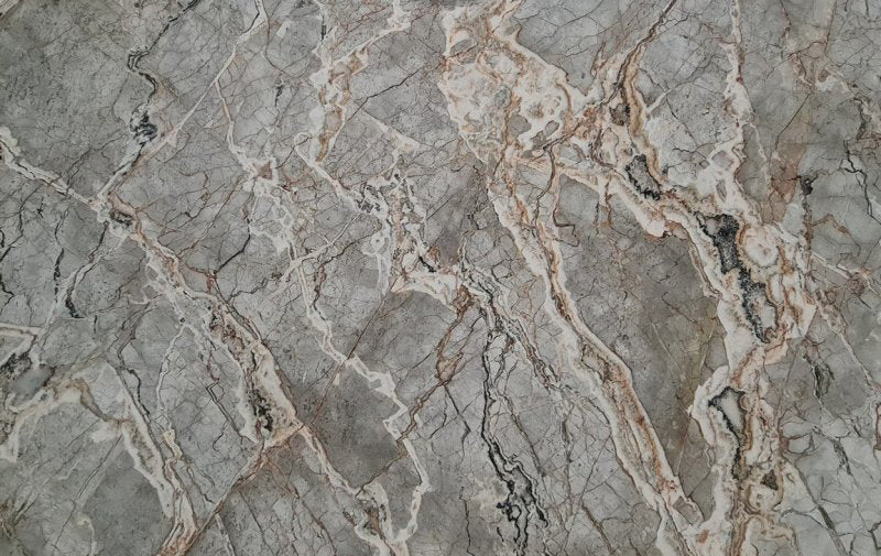 Tapetto Vulcano grey marble slabs polished product shot wide view