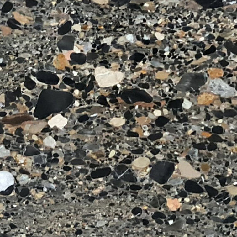 Terrazo Black marble slabs polished product shot closeup view