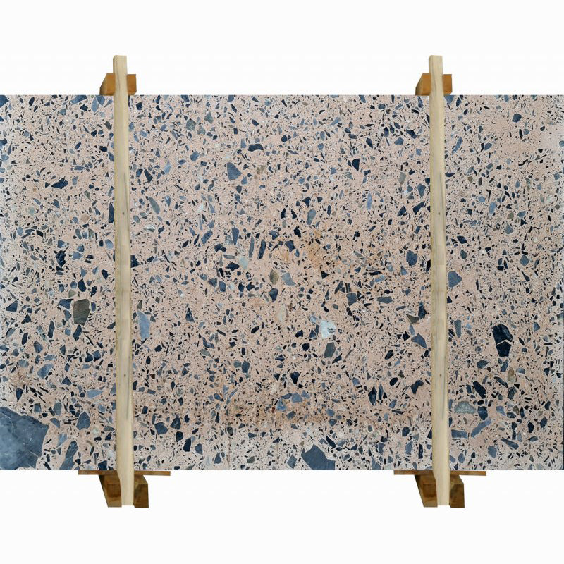 Terrazo Gold marble slabs polished packed on wooden bundle product shot