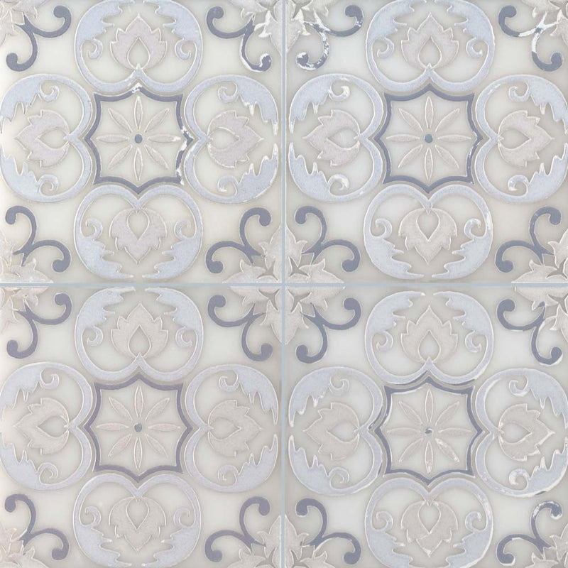 Tetris florita blanco 6 x 6 polished marble wall tile TTETBLANCO66 product shot multiple tiles top view
